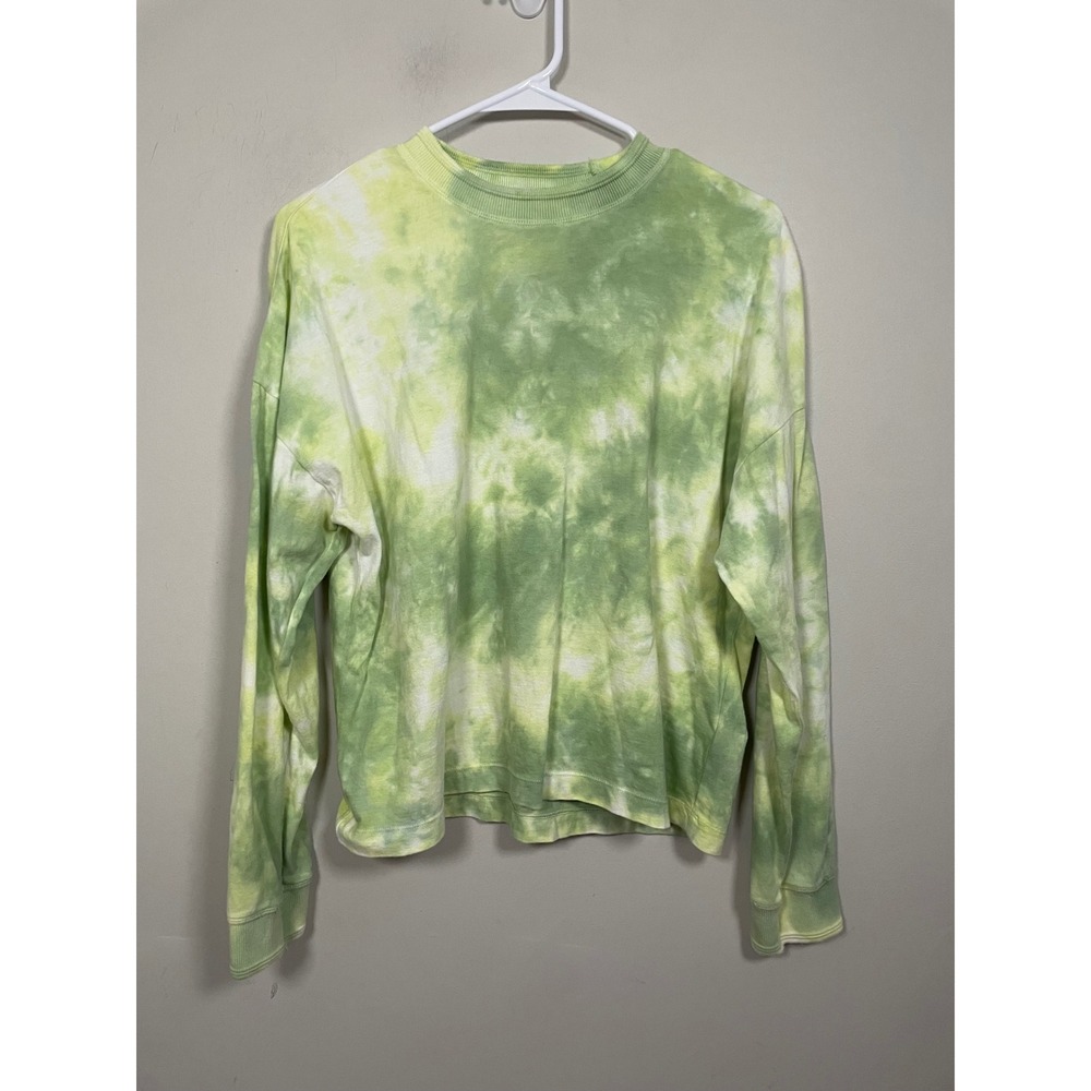 RicherPoorer Tie Dye Relaxed Long Sleeve Tee in Green Size XS Casual Loungewear
